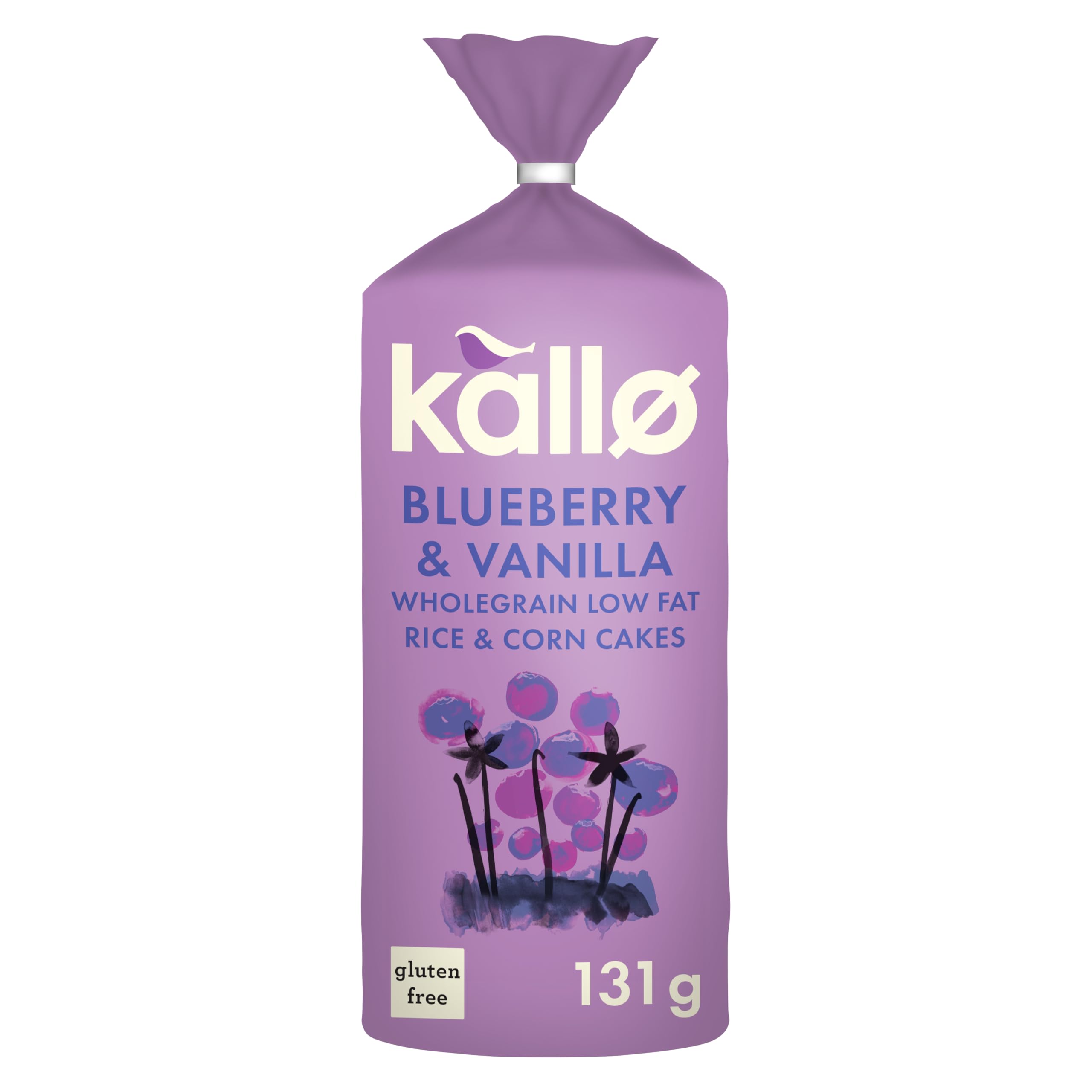 Kallo Blueberry & Vanilla Wholegrain Rice & Corn Cakes - Low Fat | Gluten Free | Vegan | 131g