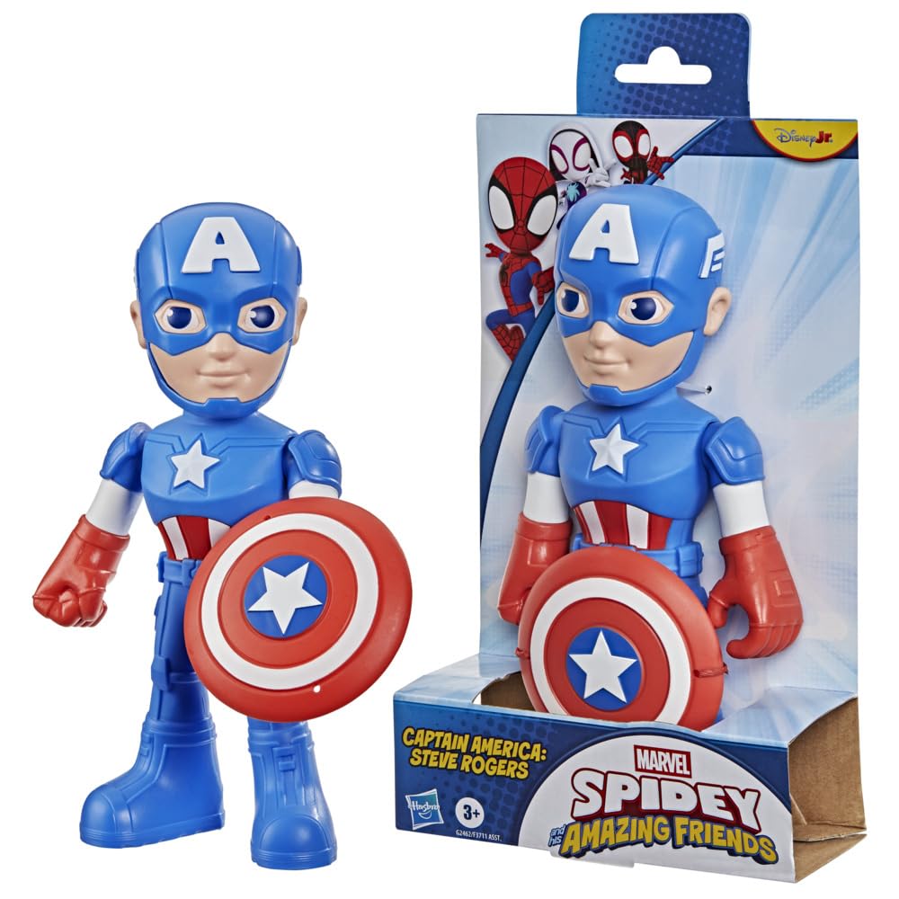 SPIDEY AND HIS AMAZING FRIENDS Captain America: Steve Rogers Action Figure | 9 Inch Poseable Toy 3