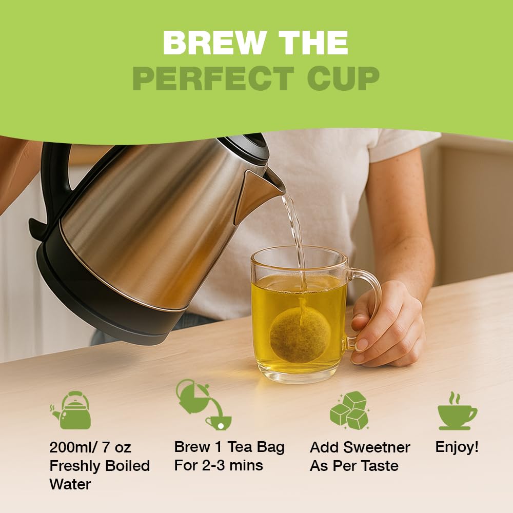 HANDPICK Green Tea Bags - 100 Count | Gluten Free & 100% Pure Green Tea | Round Teabags 8