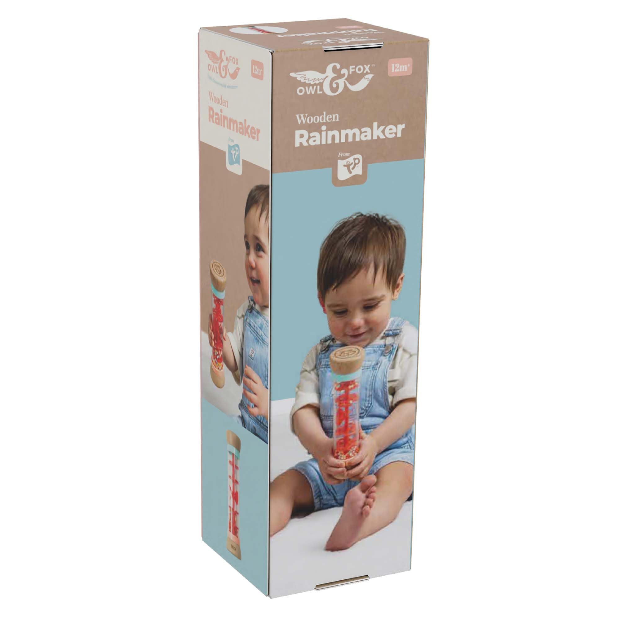 Owl & Fox Wooden Rainmaker Baby Rattle Toy - Soothing Sounds, Sensory Development | 12+ Months 8