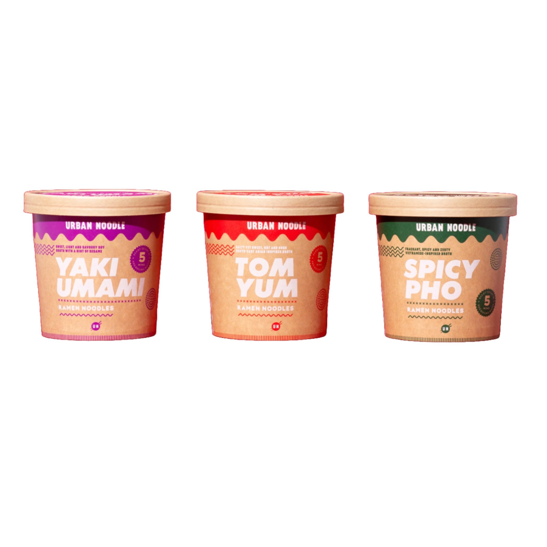 Urban Noodle - Tom Yum, Spicy Pho & Yaki Umami Ramen Noodles Variety Pack, Vegan Friendly 1