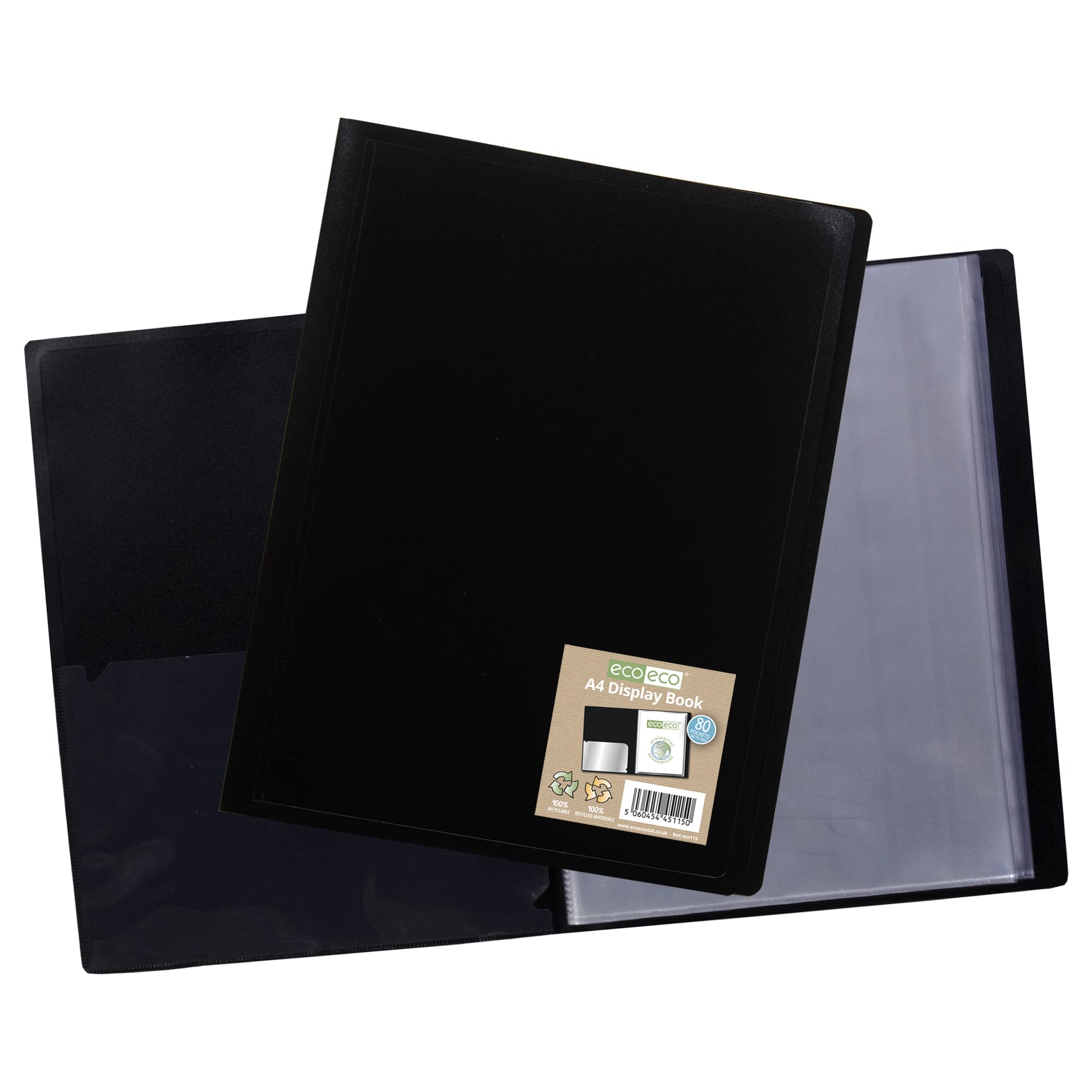 eco-eco A4 80 Pocket Flexible Cover Display Book Folder | 100% Recycled | Black 3