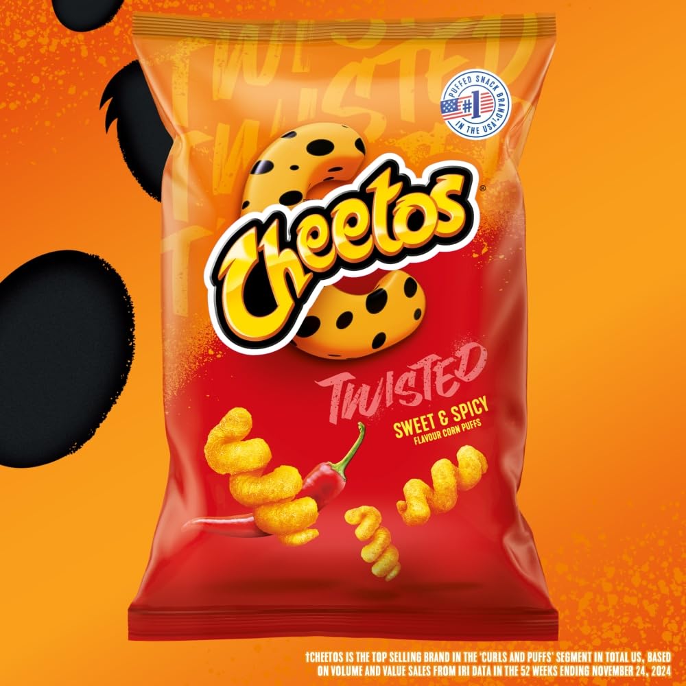 Cheetos Twisted Sweet & Spicy Sharing Crisps - 120g Bag, Pack of 9 2