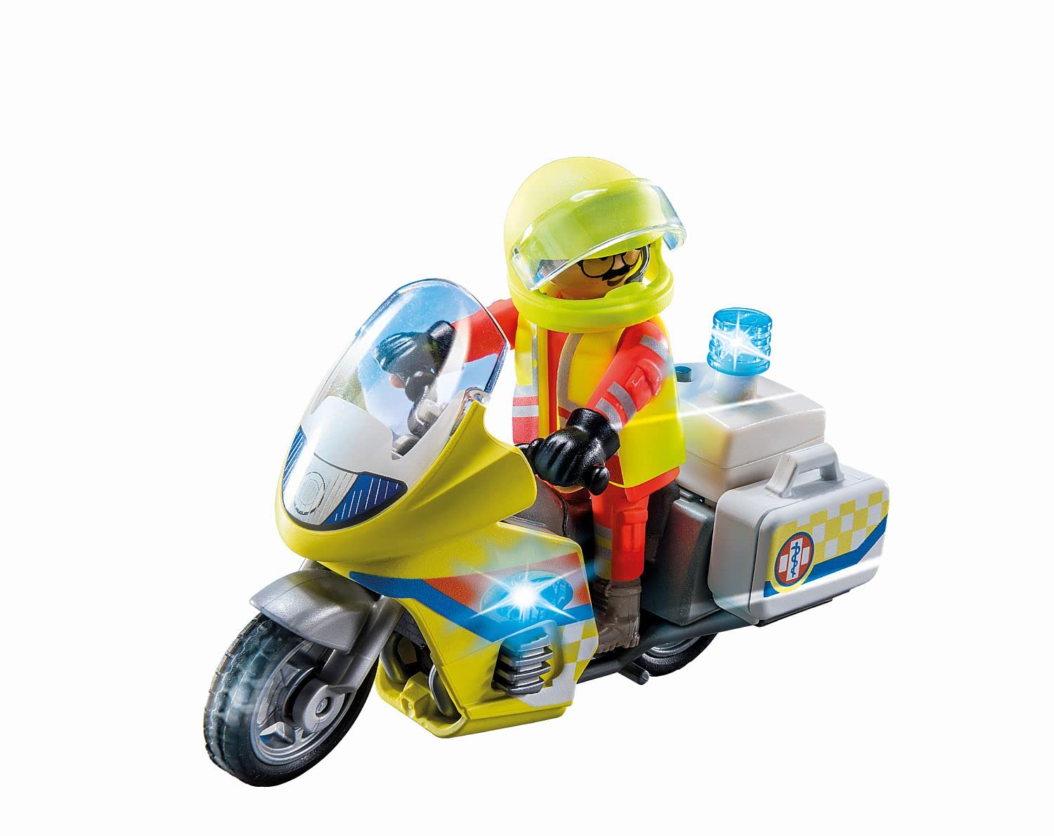 Playmobil 71205 Rescue Emergency Motorcycle with Flashing Lights - Action Figure Playset for Kids 4+ 10