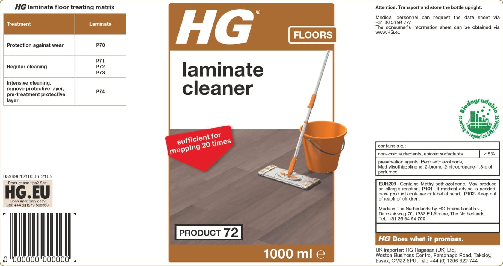 HG Laminate Cleaner - Concentrated Formula for All Laminate Floors | 1 Litre 5