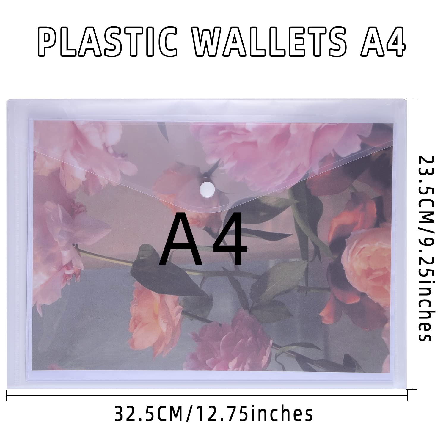 NORTHERN BROTHERS Clear Plastic Wallets - A4 Document Folder Popper Pocket Wallet, 24 Pack 2