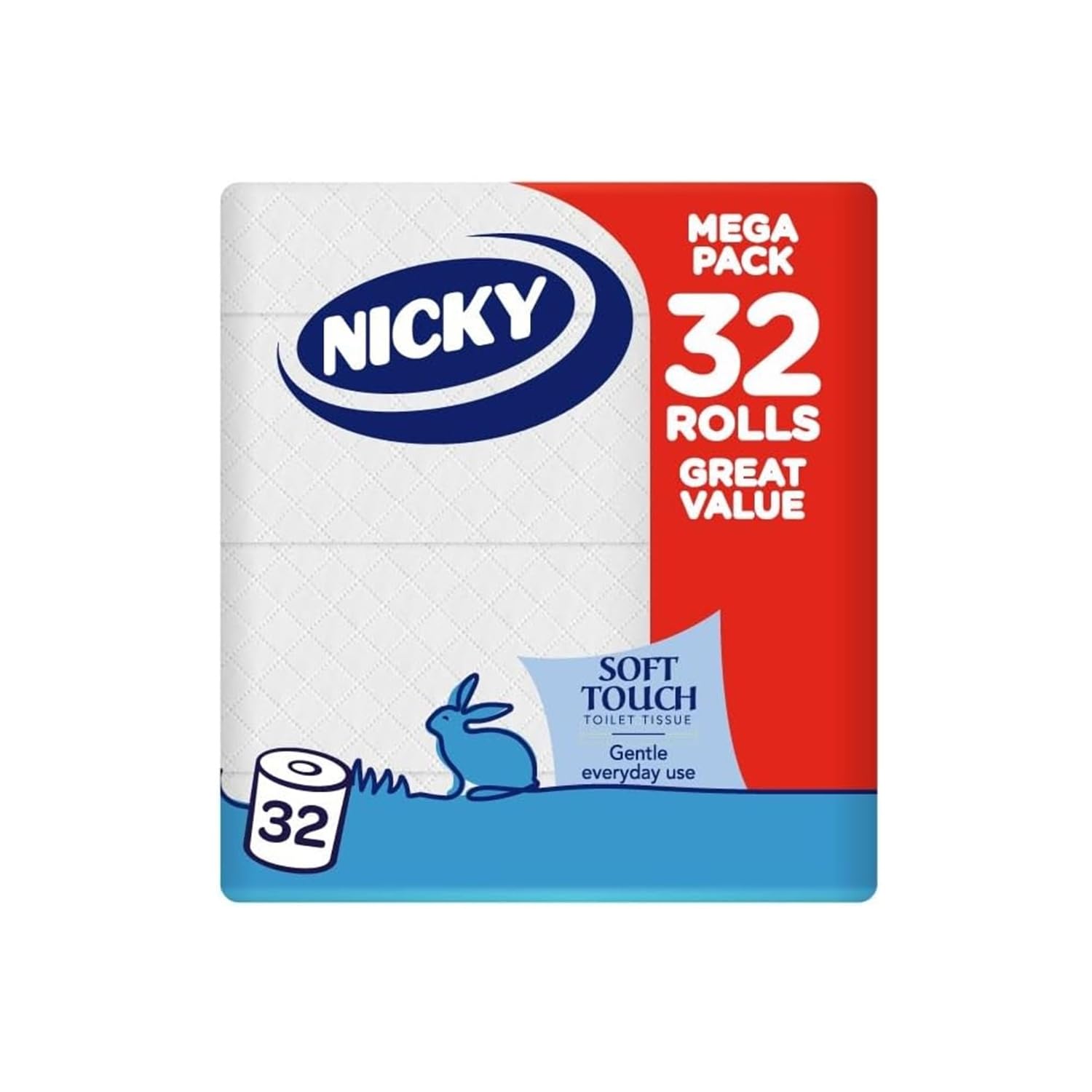 Nicky Soft Touch Toilet Tissue - 32 Rolls, 190 Sheets per Roll, Extra Gentle White Bathroom Tissue 6