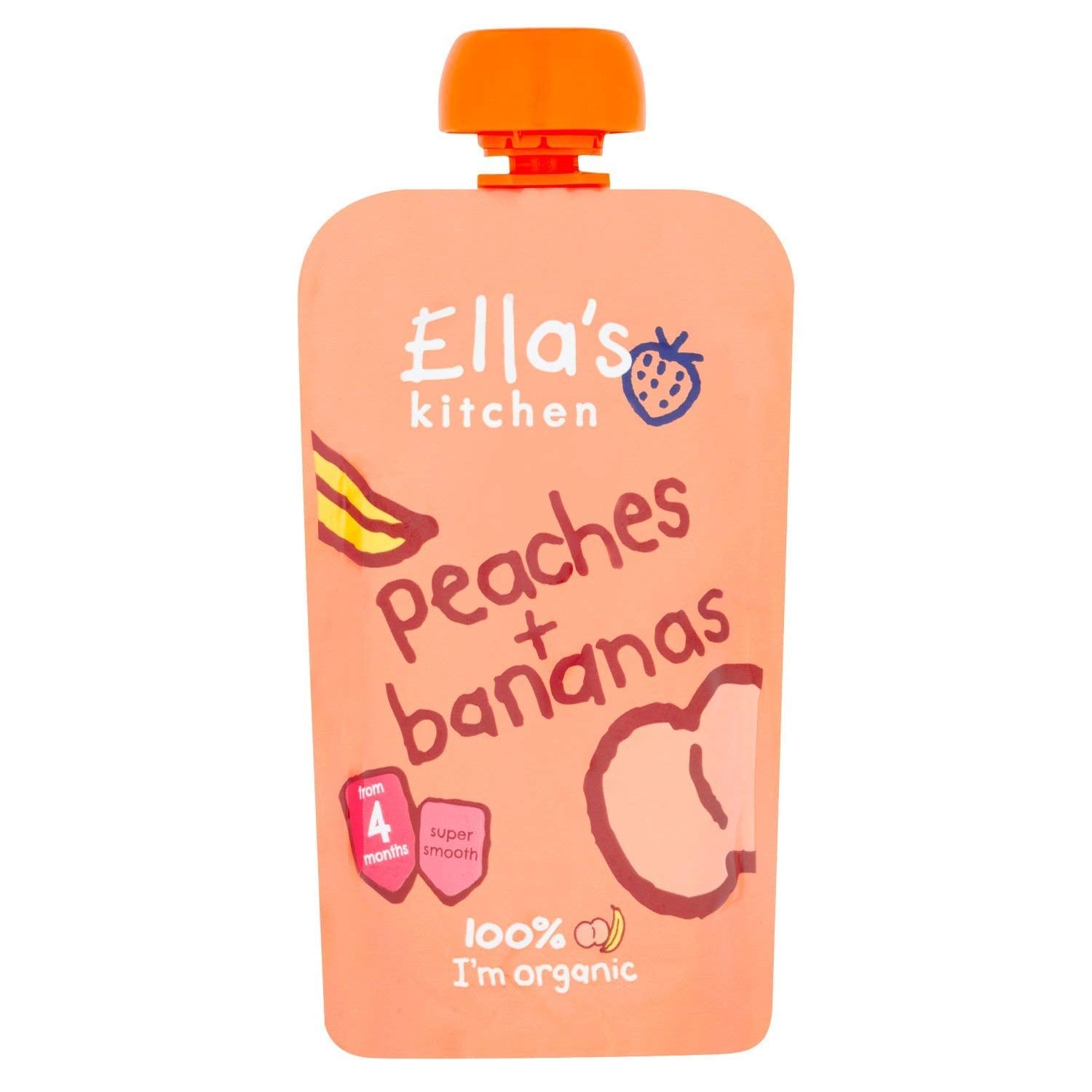 Ella's Kitchen Organic Peaches and Bananas Stage 1 Baby Food | 120 g Pouch (Pack of 7)