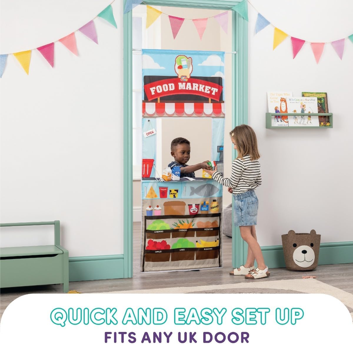 Playhouse Pop Up Play Town Hanging Doorway Food Market Role Play Curtain 3