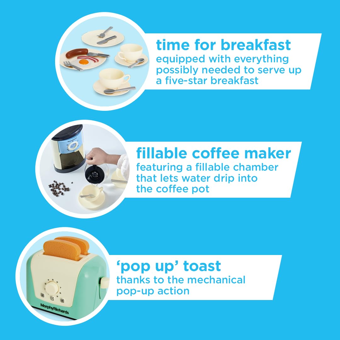 Casdon Morphy Richards Kitchen Set - Toy Appliances with Toaster, Kettle, Coffee Maker | Pastel | Ages 3+ 5