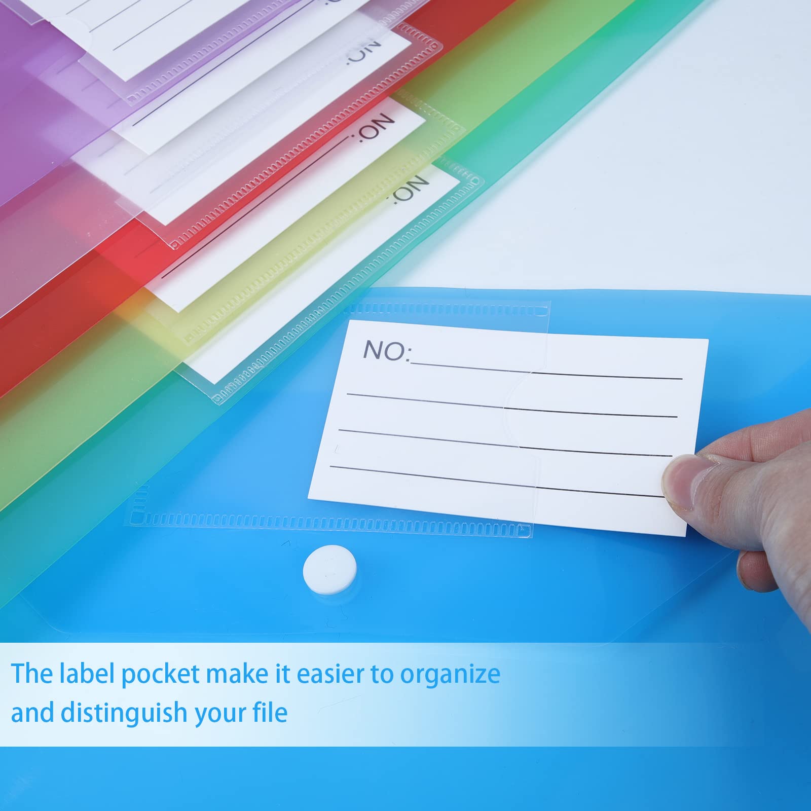 GoodtoU Plastic A4 File Folders with Popper Closure and Label Pocket | Holds 150 Sheets | 12 Pack 3