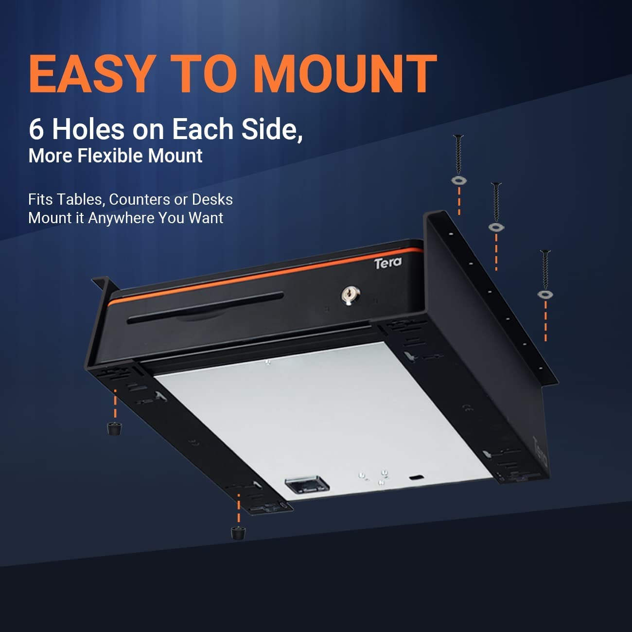 Tera Alloy Steel Under Counter Cash Drawer Mounting Bracket | Black | Fits Most Drawers 4