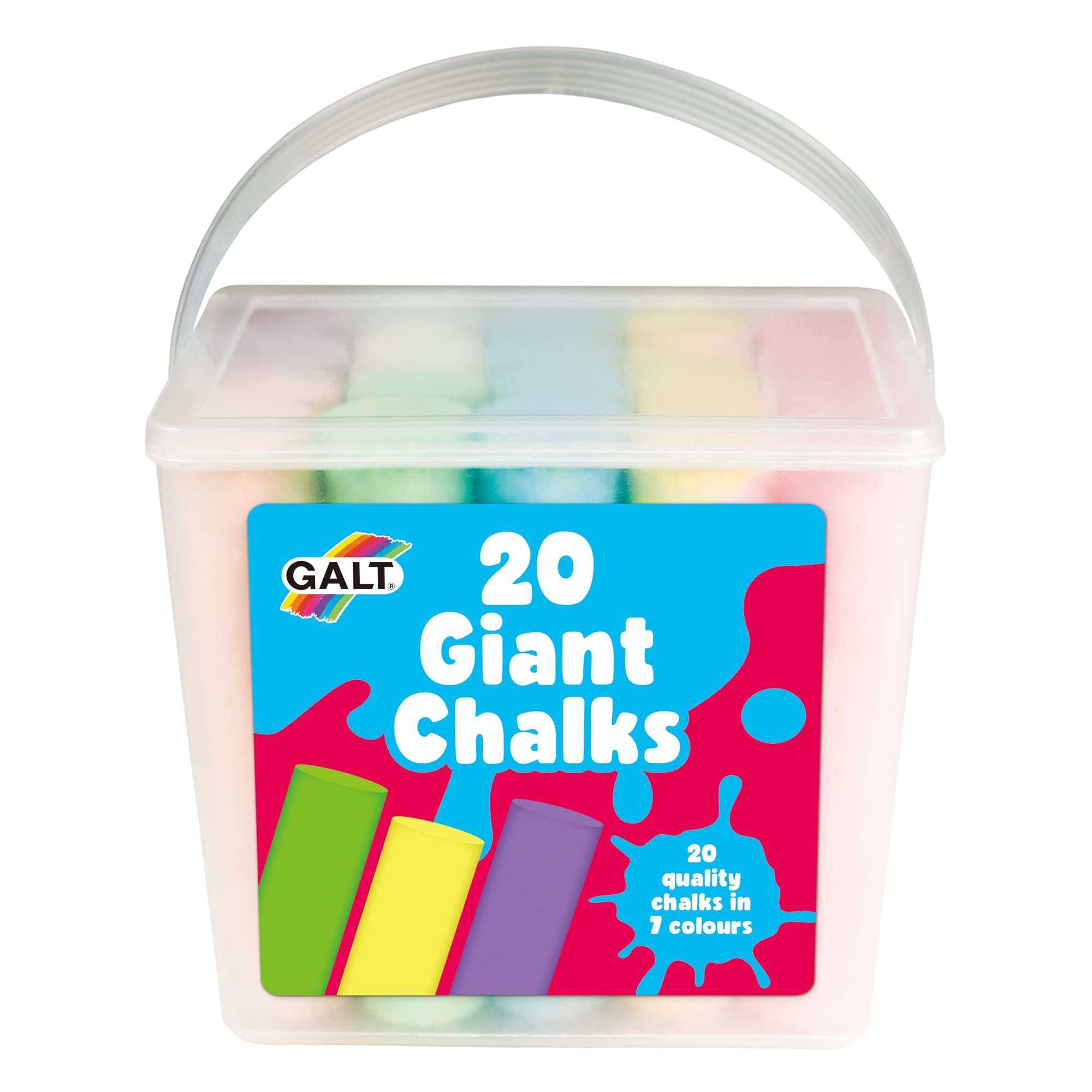 Galt 20 Giant Chalks - Extra Large Chunky Pavement Chalks for Kids Ages 3+ | Washable & Portable 1