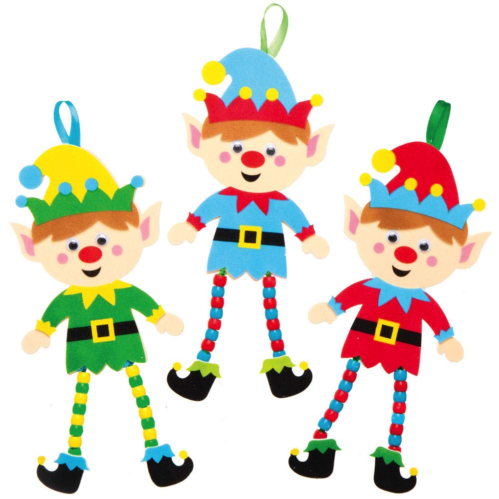 Baker Ross AX398 Christmas Tree Elf Decoration Kits - Pack of 5, DIY Craft Ornaments 8