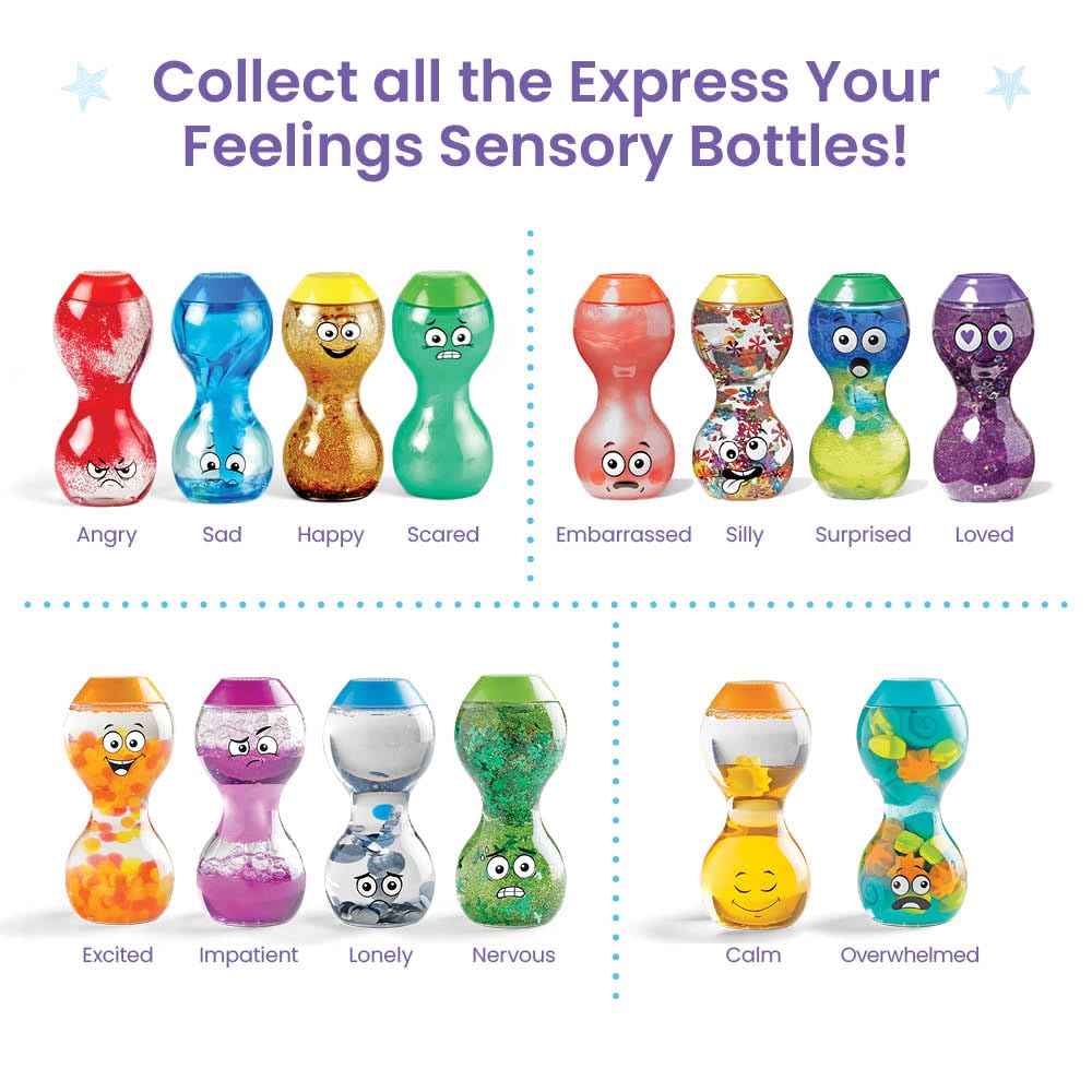 hand2mind Express Your Feelings Sensory Bottles - Set of 4 | Ages 3+ | Multicolor 7