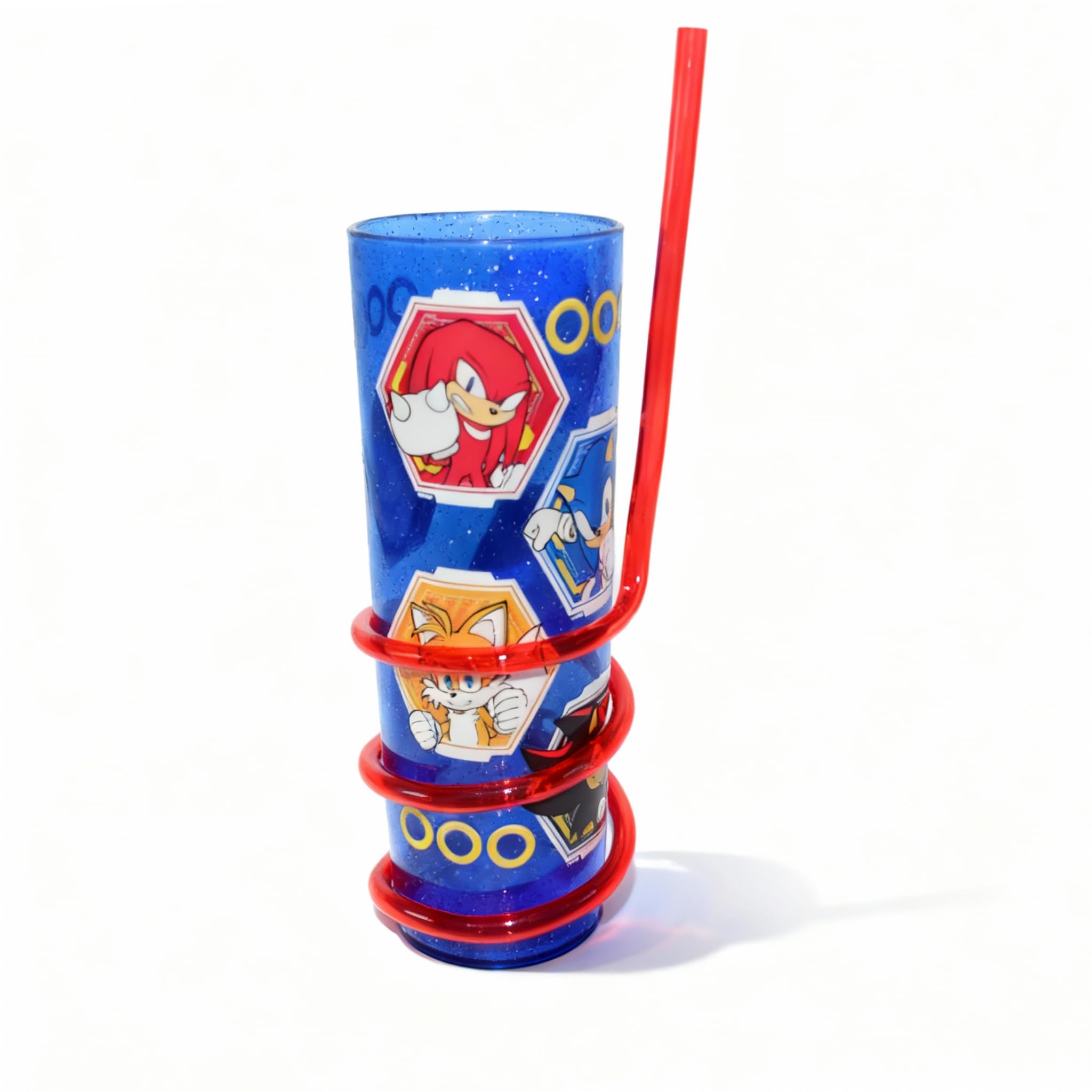 HOX Sonic the Hedgehog Hexagon Swirl Straw Tumbler - 300ML | BPA-Free Plastic | Blue 2