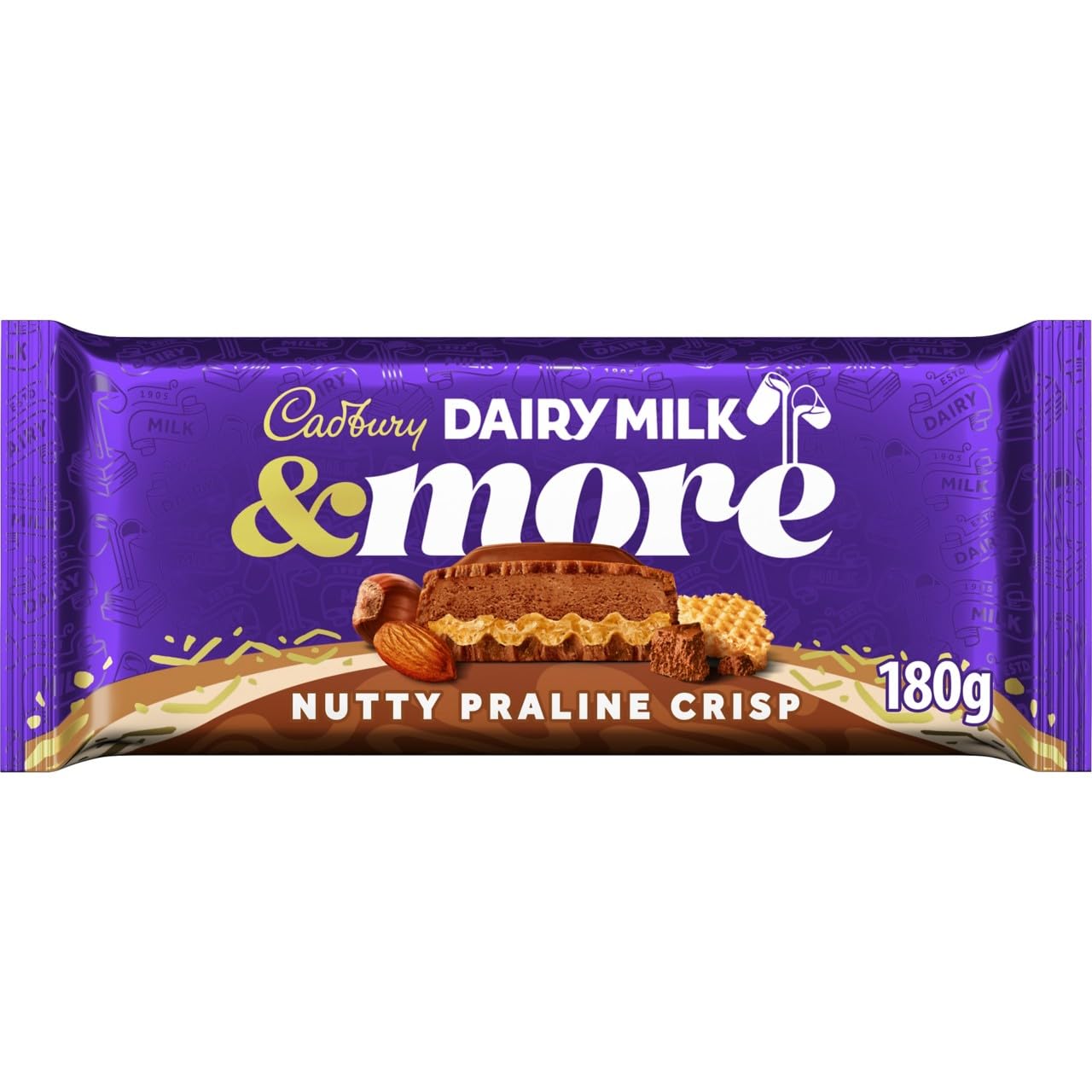 Cadbury Dairy Milk & More Nutty Praline Crisp Chocolate Bar, 180g 1