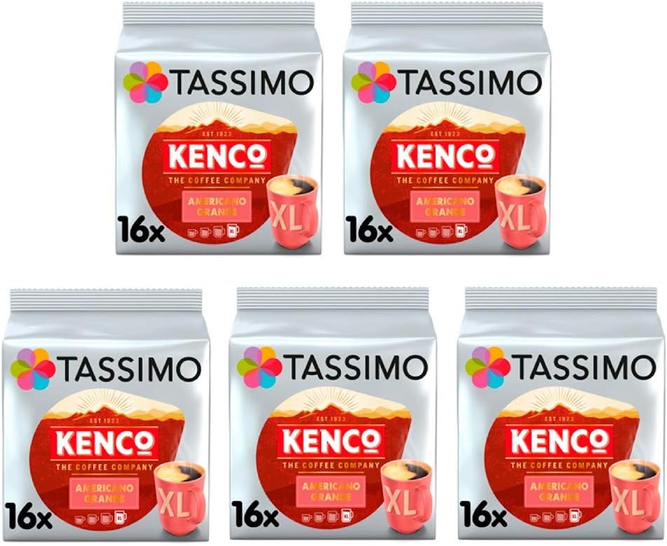Kenco Americano Grande Coffee Pods for Tassimo Machines (Pack of 5, 80 Capsules)