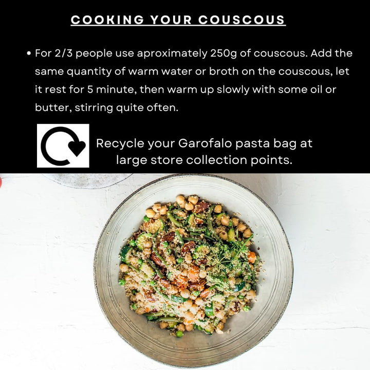 Garofalo Medium Couscous Pasta, 1 kg - 100% Durum Wheat Semolina