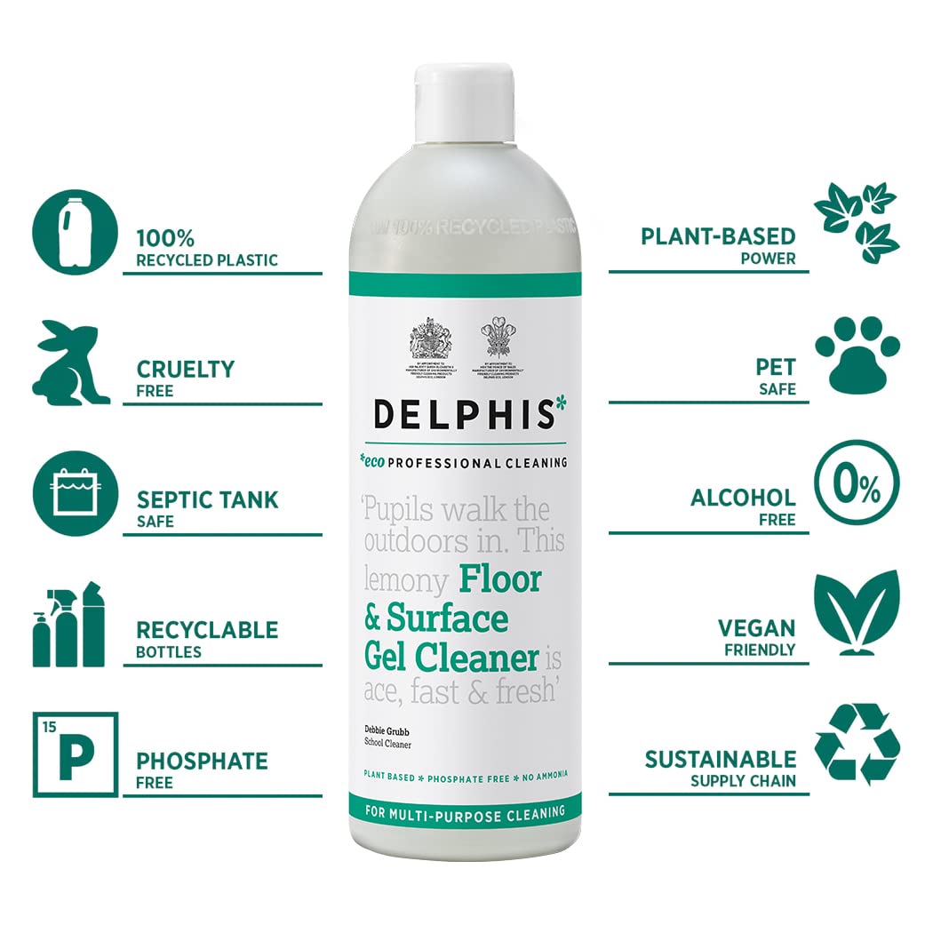 DELPHISECO Eco Floor & Surface Gel Cleaner - Lemon Scent, Plant-Based Formula | 700ml