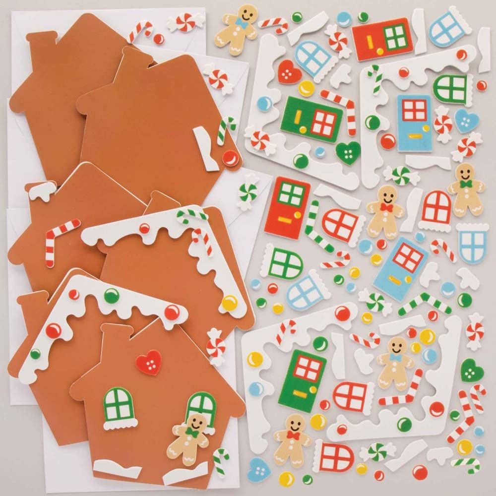 Baker Ross FE939 Gingerbread House Card Craft Kit - Pack of 6, No Glue Required 5
