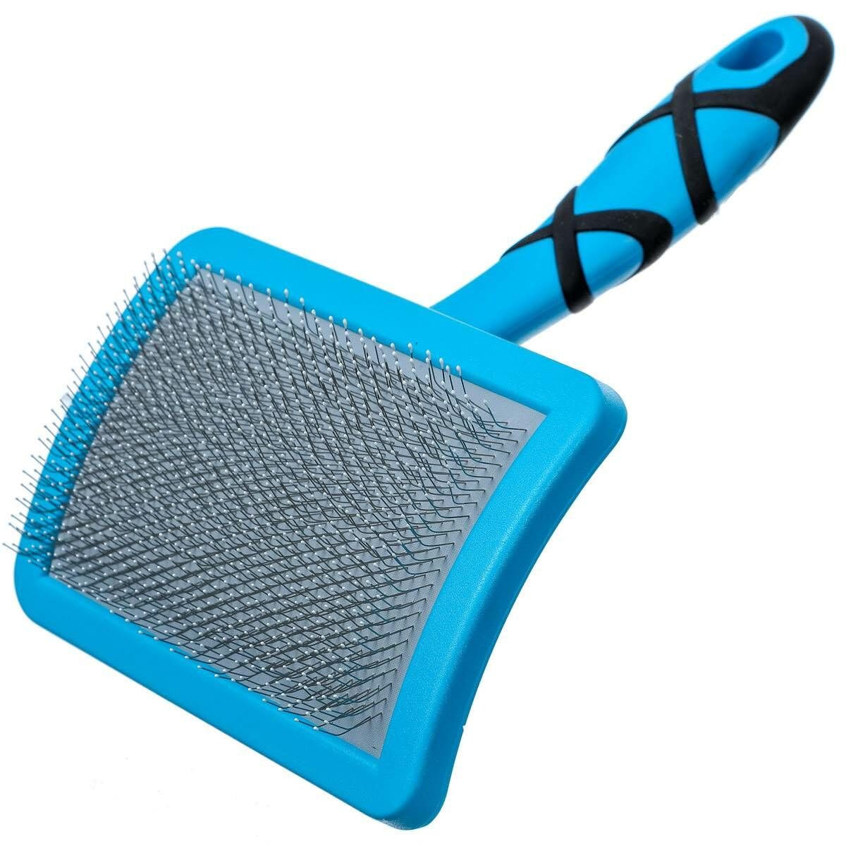 GROOM PROFESSIONAL Ball Pin Slicker Brush for Dogs - Large, Blue, Flexible Cushion for Gentle Grooming 1