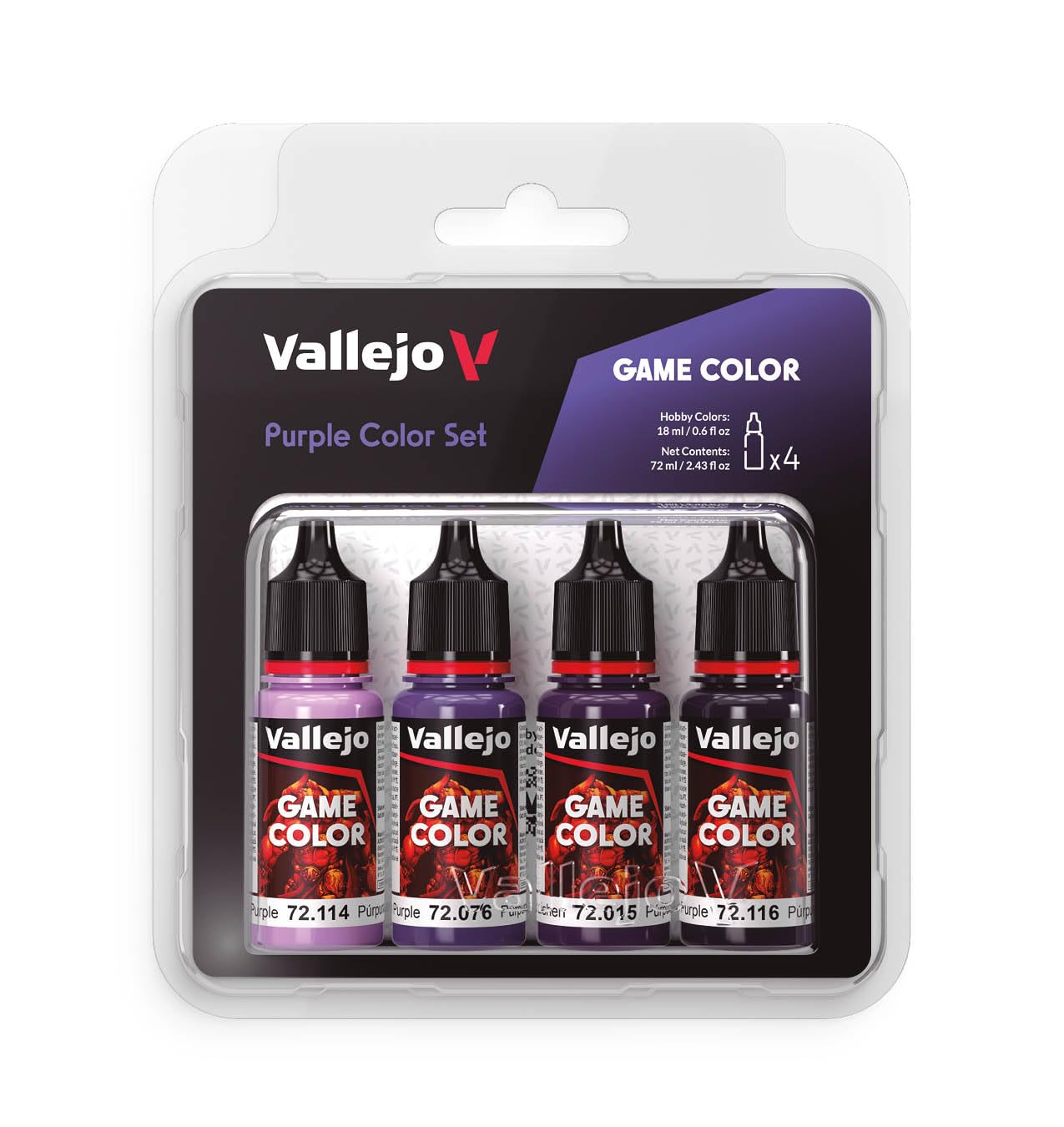 Vallejo Game Color Acrylic Paint Set - Purple Colors (4 x 18ml Bottles)