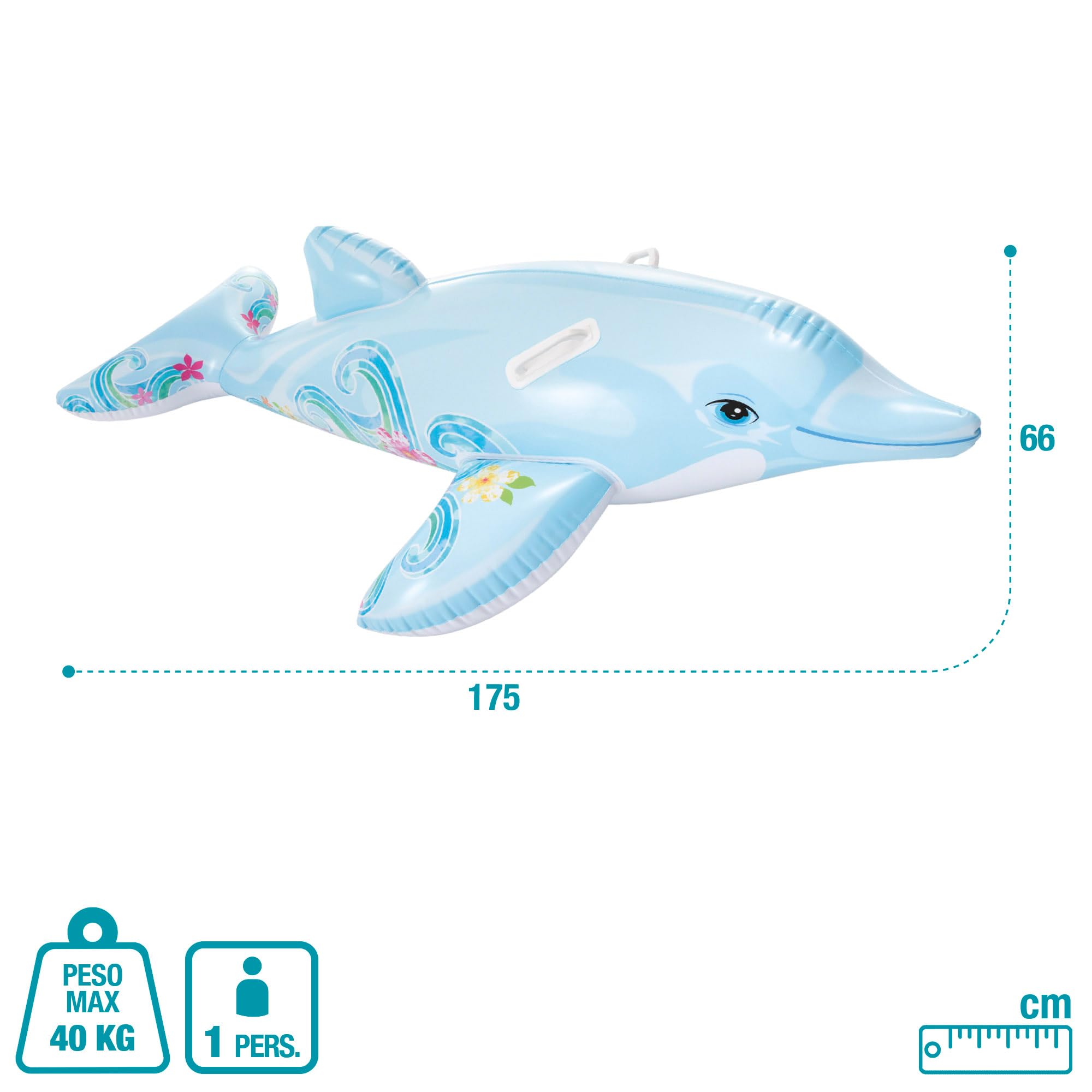 Intex Inflatable Ride-On Dolphin Pool Toy | Heavy Duty Vinyl | Lite Blue 4