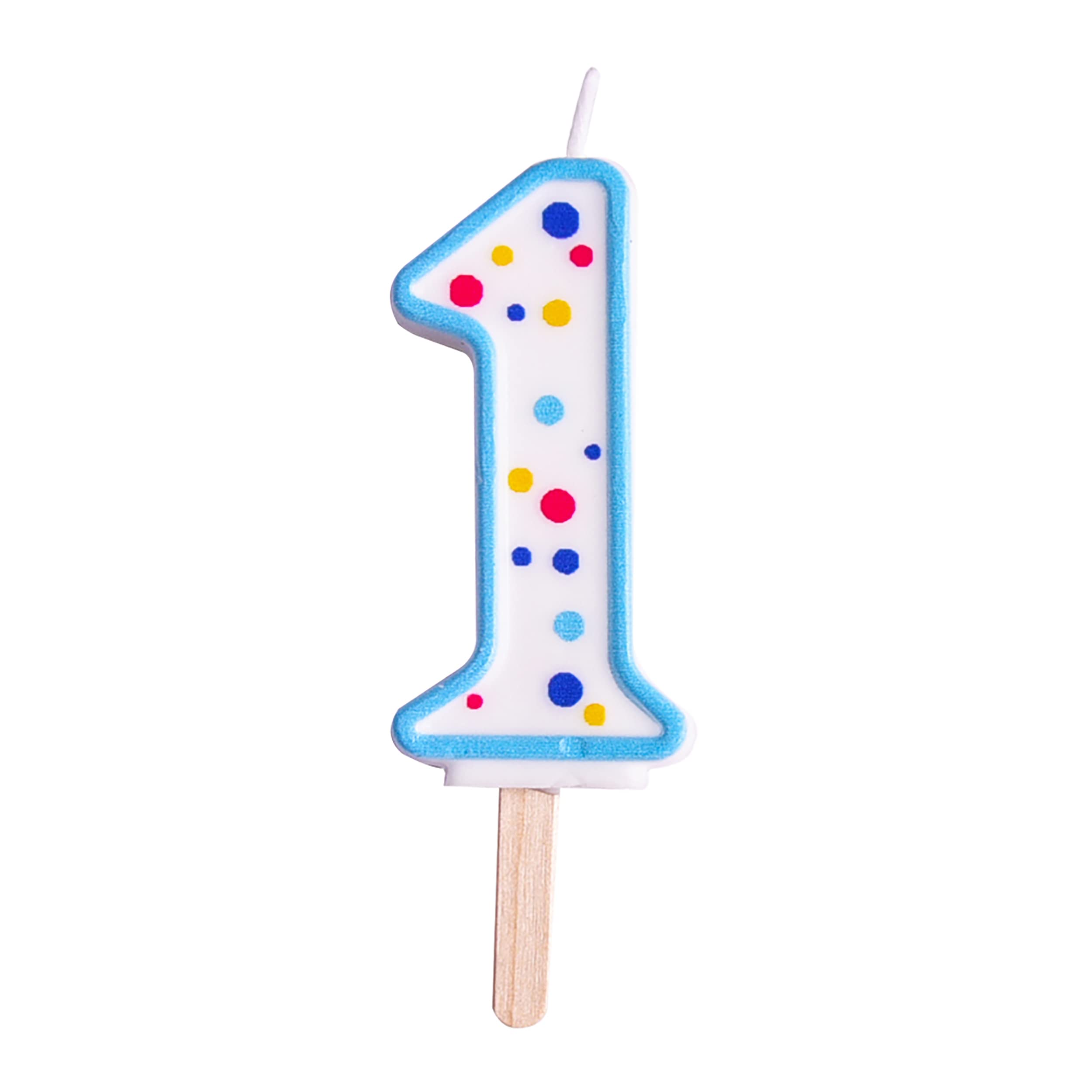 PME Blue Number 1 Candle - Large Size, Polka Dot Pattern 1