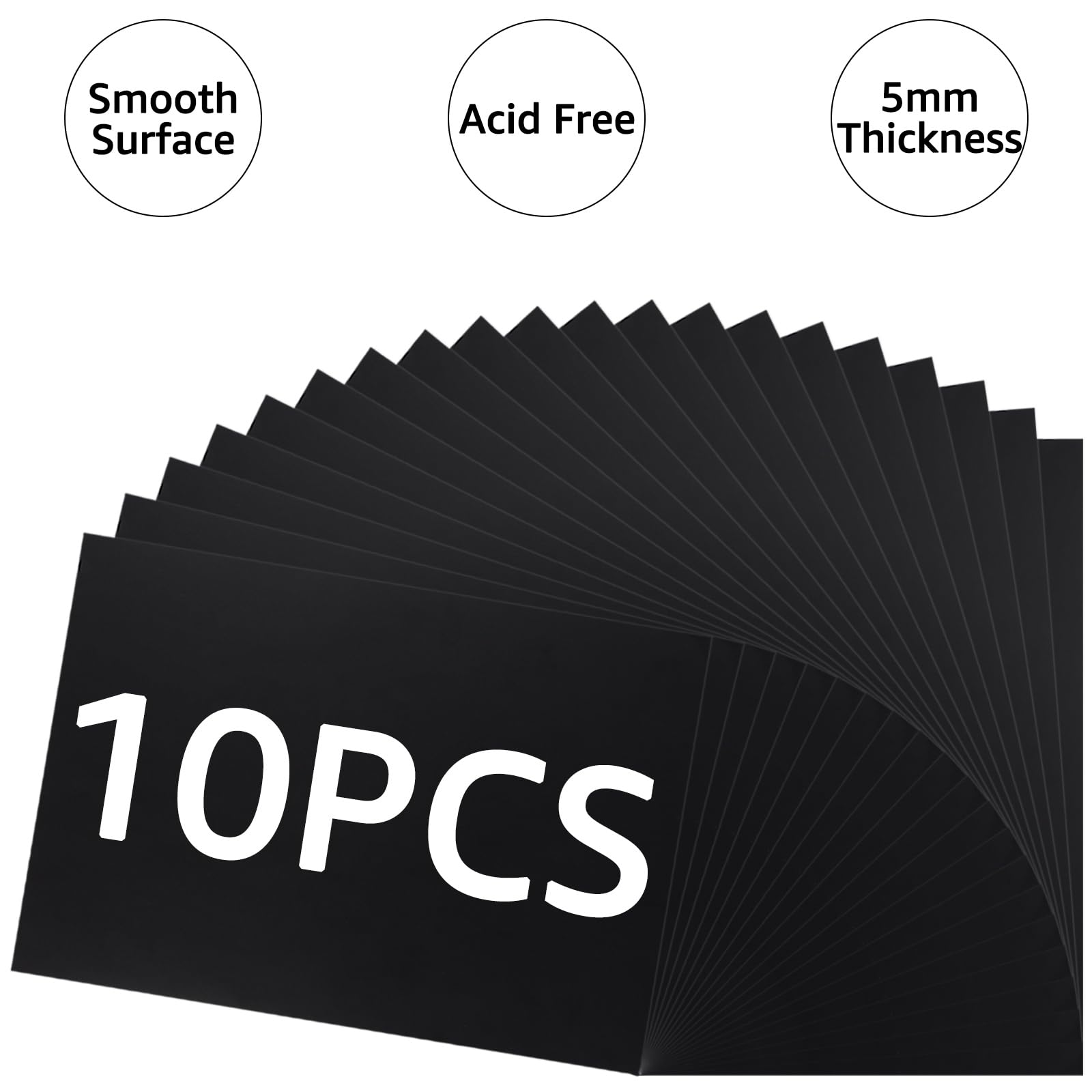 ASelected Foam Board - 10 Pack Black Sheets | 5mm Thick Polystyrene for Mounting & Crafts | 280x355mm 4