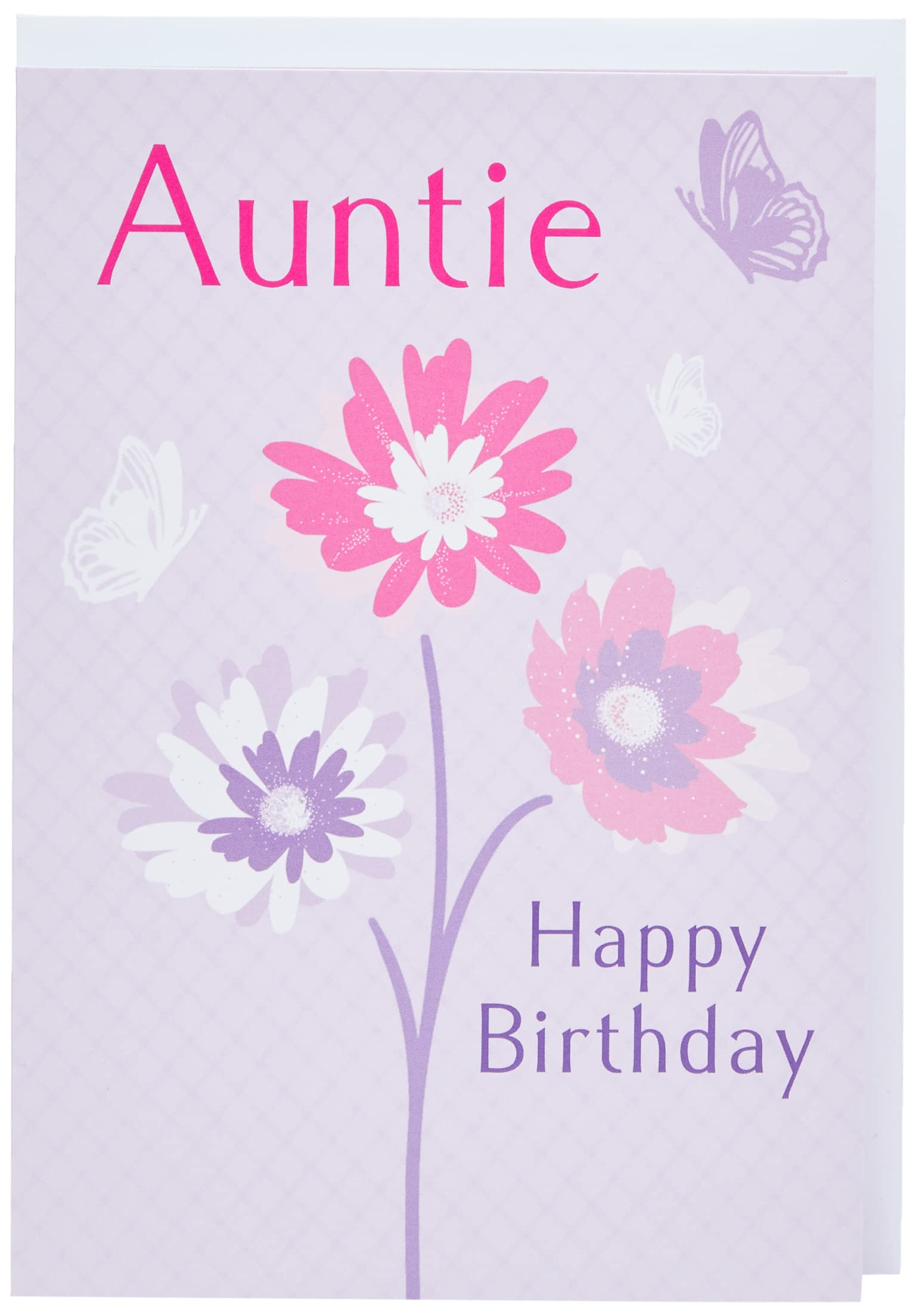 Piccadilly Greetings Traditional Birthday Card for Auntie - 7 x 5 Inches, Purple/Pink/White/Peach