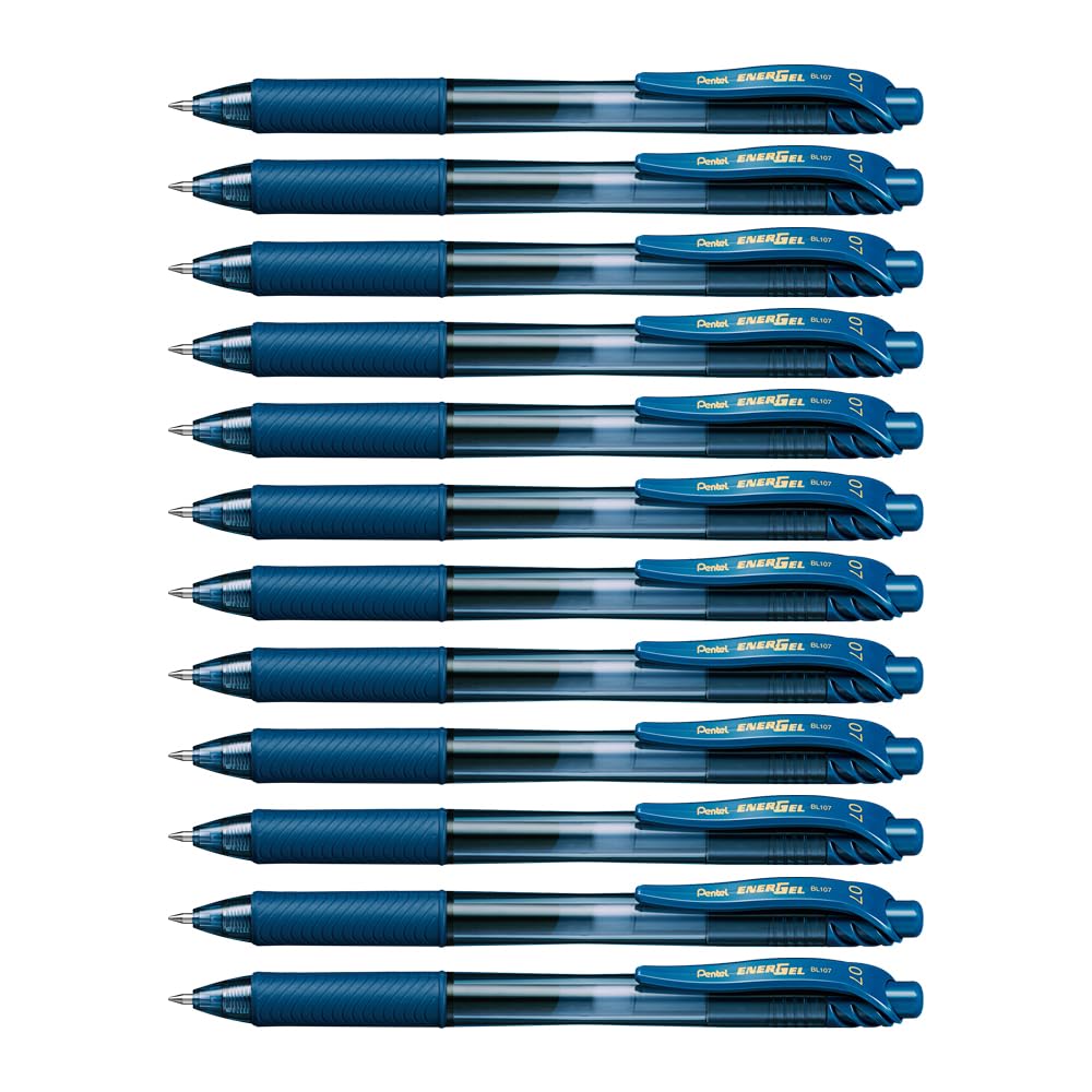 Pentel EnerGel X Retractable Gel Pen - 0.7mm Tip - Blue Black Ink - Pack of 12 1