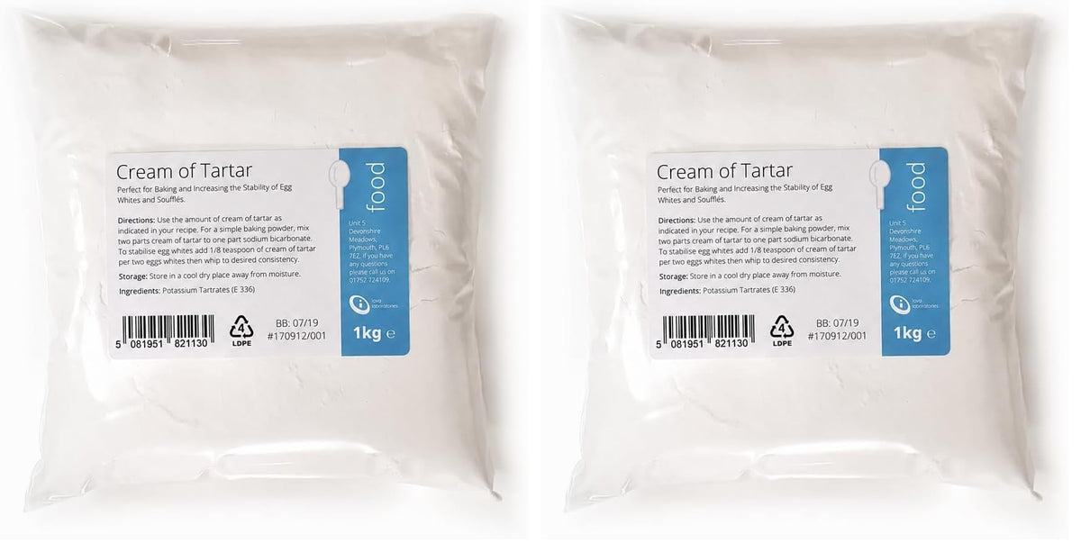 Intralabs Cream of Tartar for Baking & Playdough - Food Grade Powder, 1 kg, Pack of 2