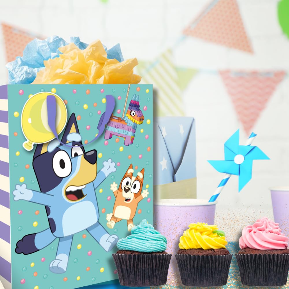 Danilo Promotions LTD Bluey Gift Bag - FSC Certified Paper | 33 x 26 x 13.5 cm | Birthday Theme 4