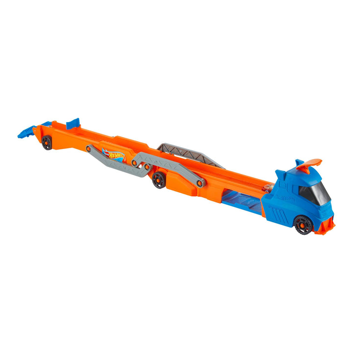 Hot Wheels Speed Track Transporter Playset - Orange City Speed Vehicle with 1:64 Scale Car & 2.5-Foot Track for Kids