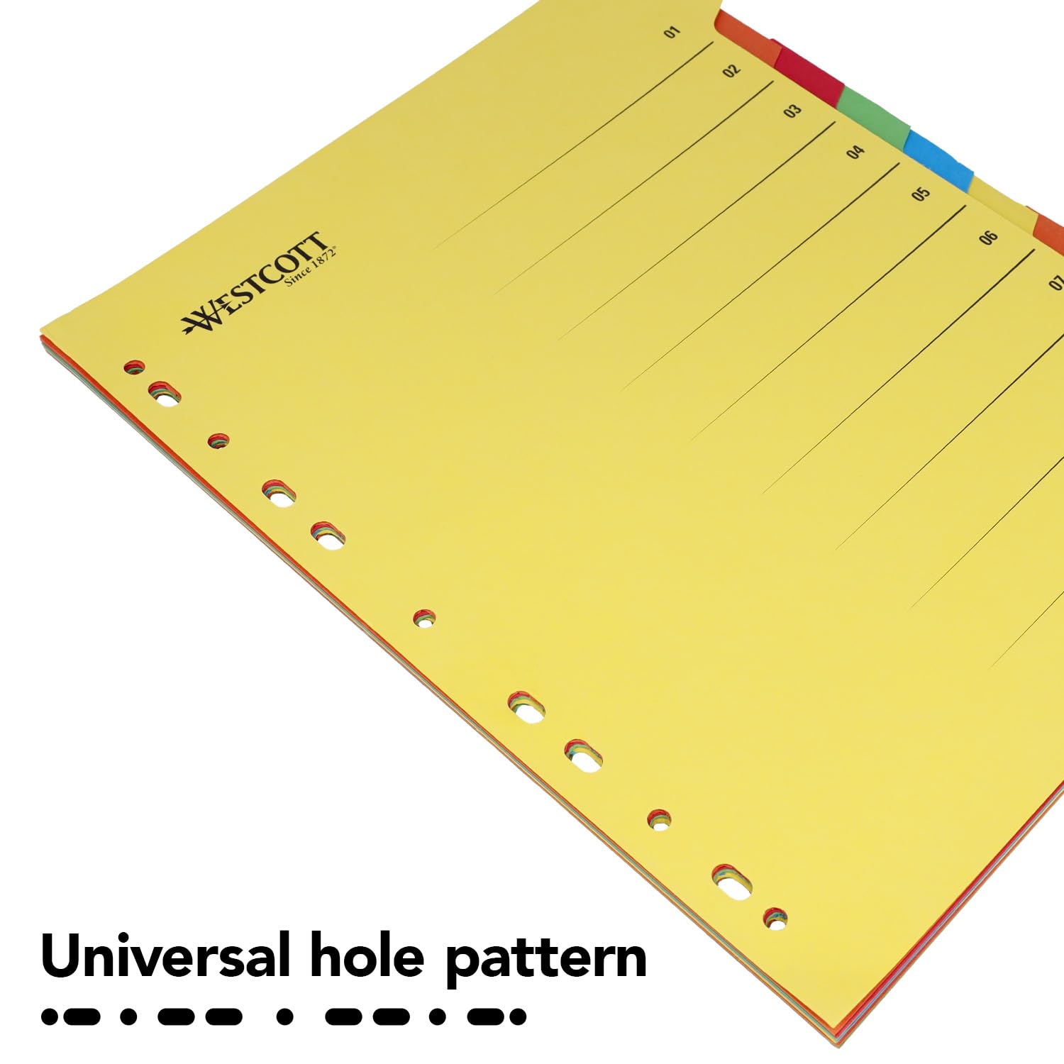 Westcott A4+ Extra-Wide Binder Dividers - 10 Tabs, 5 Colors, Cardboard Material 2