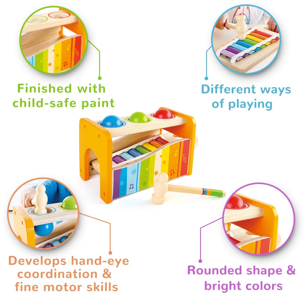 Hape Pound & Tap Bench with Slide-Out Xylophone - Musical Learning Toy for Toddlers 12M+ 8