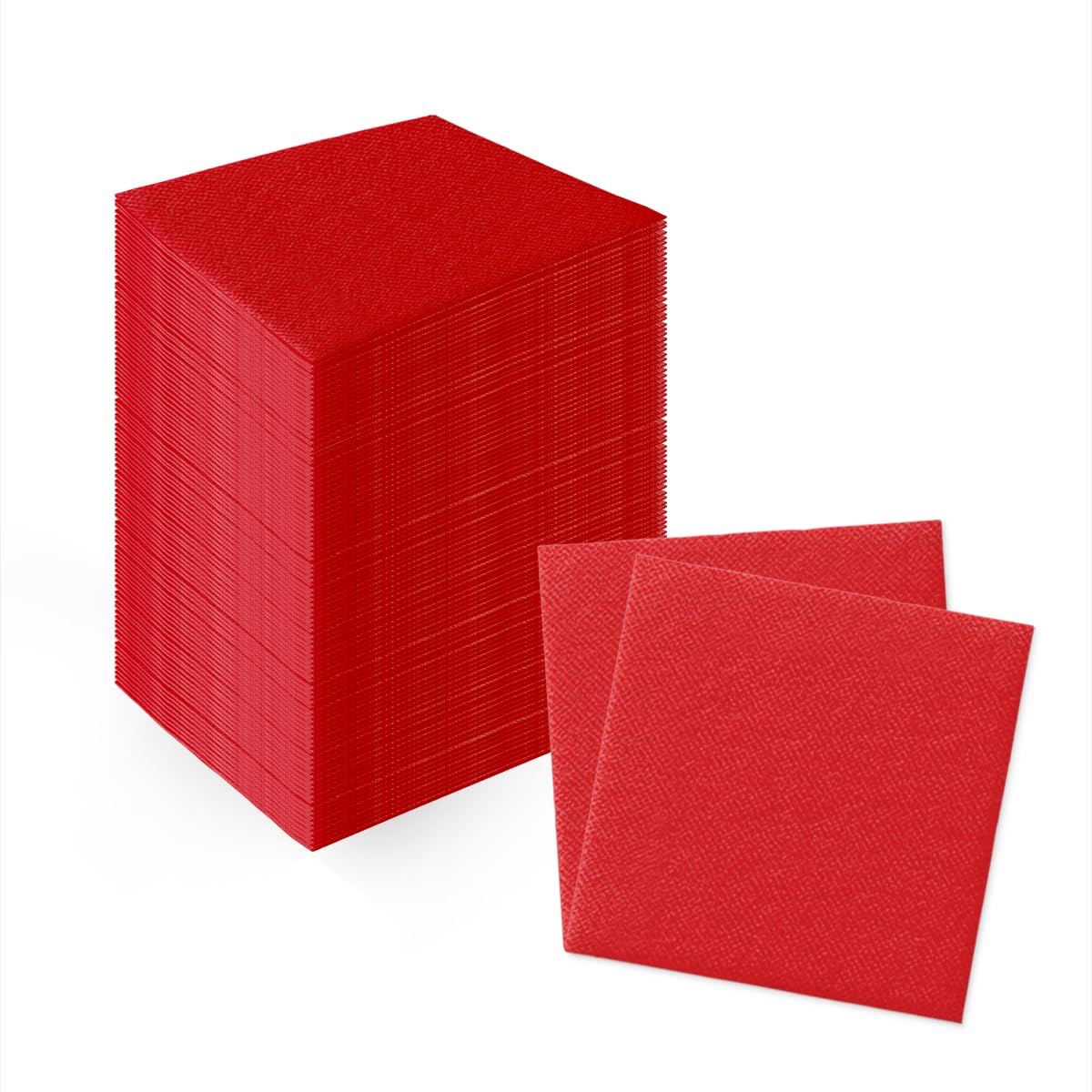 PAW Decor Collection Airlaid Napkins - Red | 20x20 cm Cocktail Fold | 100 Count 1
