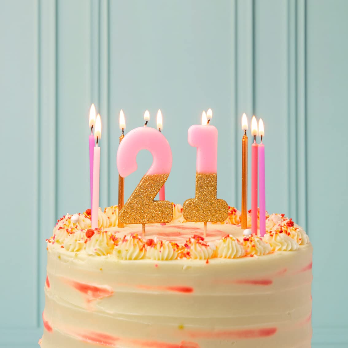Talking Tables 16 x Tall Birthday Candles with Holders - Pink, Gold & White | 10cm Size 5