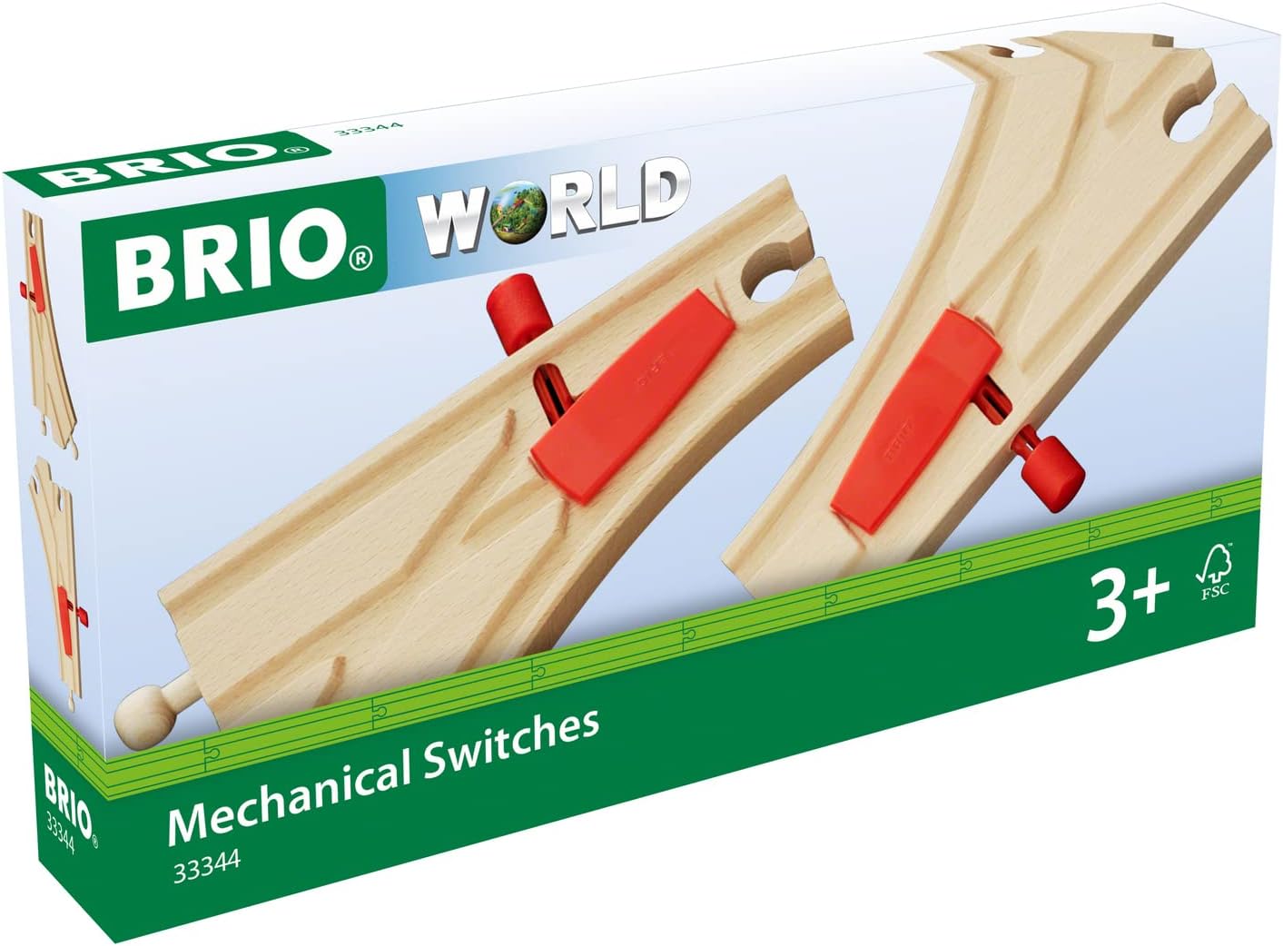 BRIO World Mechanical Switches Wooden Train Track - 2 Pack for Kids 3 Years Up 1