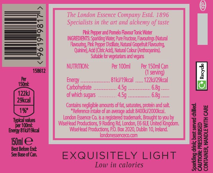 THE LONDON ESSENCE CO. Pomelo & Pink Pepper Tonic Water Mixer | Low Calorie | Pack of 6 (150 ml) 2