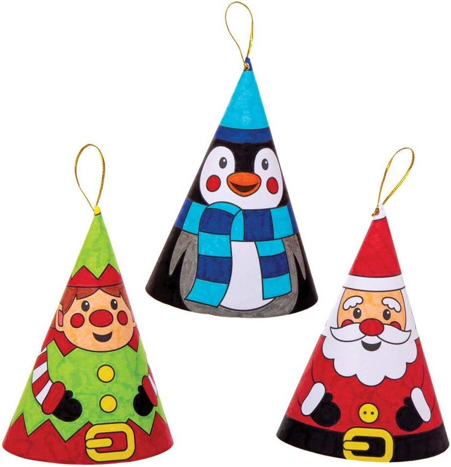 Baker Ross AW982 Christmas Colour in Cone Decorations Craft Kit - 12 Assorted Festive Paper Crafts 2