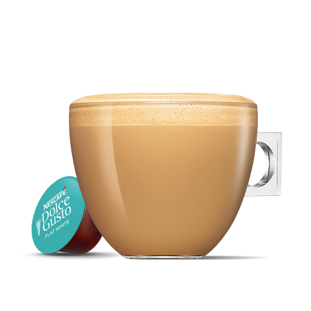 NESCAFÉ Dolce Gusto Flat White Coffee Pods - 48 Capsules (3 Boxes of 16) - Creamy Milk & Espresso Blend