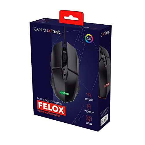 Trust Gaming GXT 109 Felox Gaming Mouse – 6 Programmable Buttons, 200-6400 DPI, RGB Lighting, 1.5m Cable, Black 24