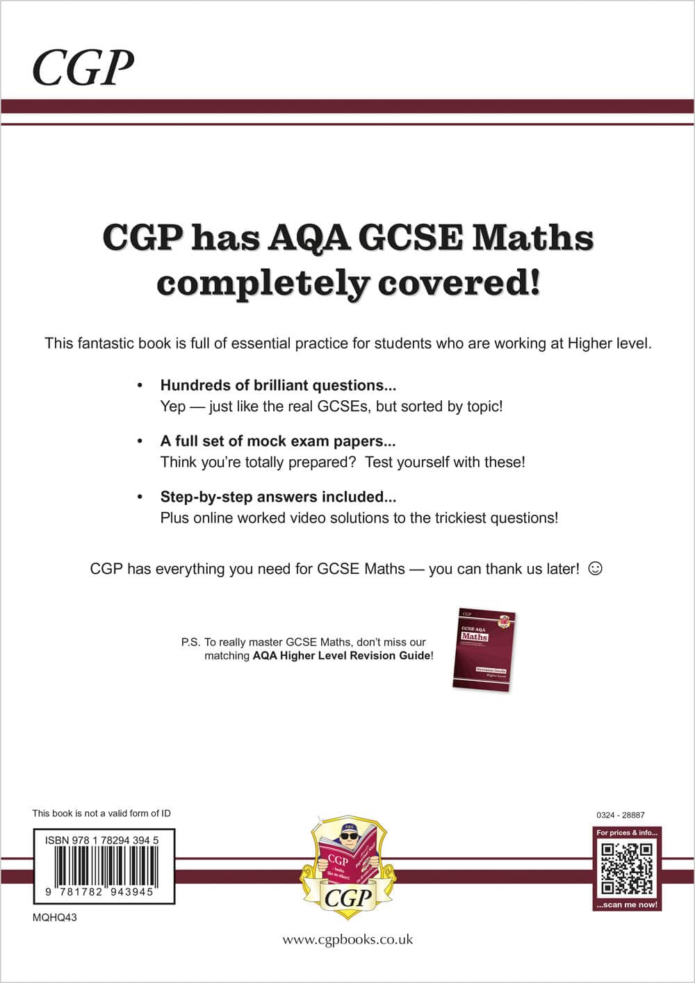 CGP GCSE Maths AQA Exam Practice Workbook: Higher - Grade 9-1 Course | Paperback | 179 Pages