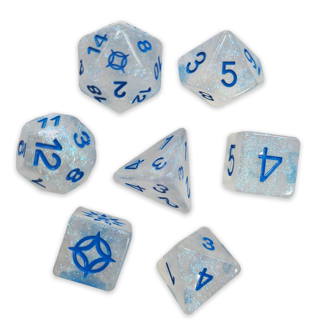 Brotherwise Games Cosmere RPG Dice Set - Translucent Blue Acrylic, 8 Pieces 2