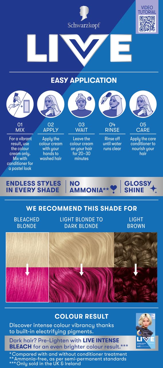 LIVE Colour Moment Semi-Permanent Hair Dye - Shocking Pink, Up to 15 Washes, Vegan Formula