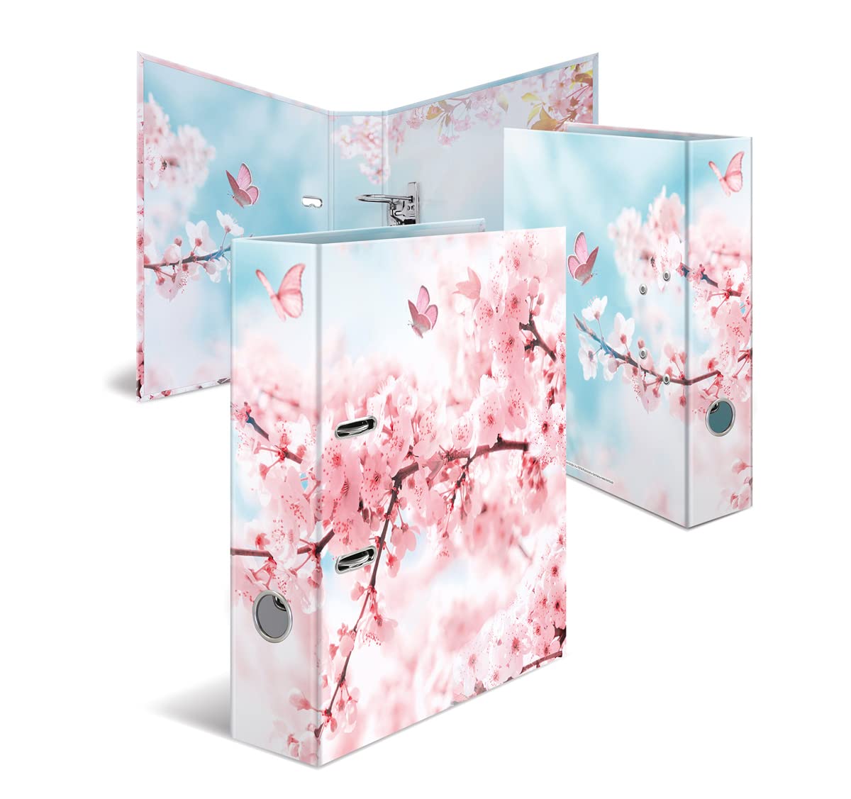HERMA 19556 Ring Binder - A4, 70mm Wide, Cherry Blossom Motif | Sturdy Cardboard 4