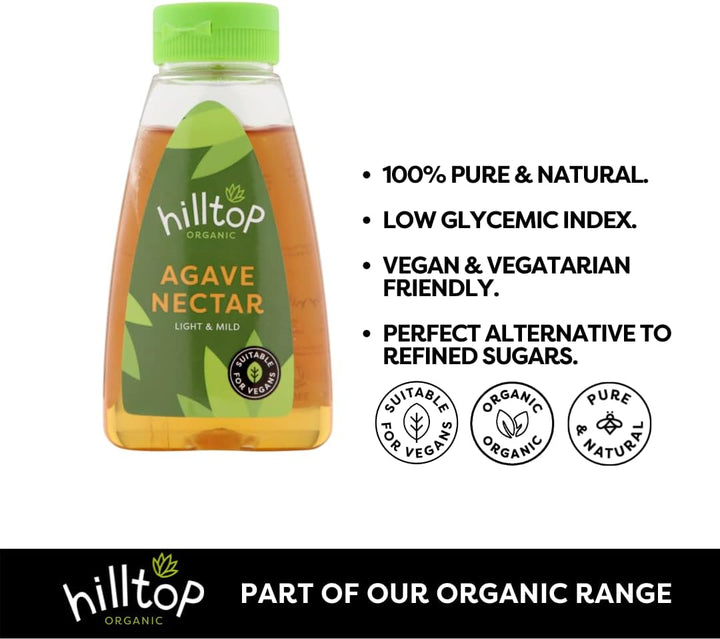 Hilltop Honey - Organic Agave Nectar Squeezy Bottle 330g