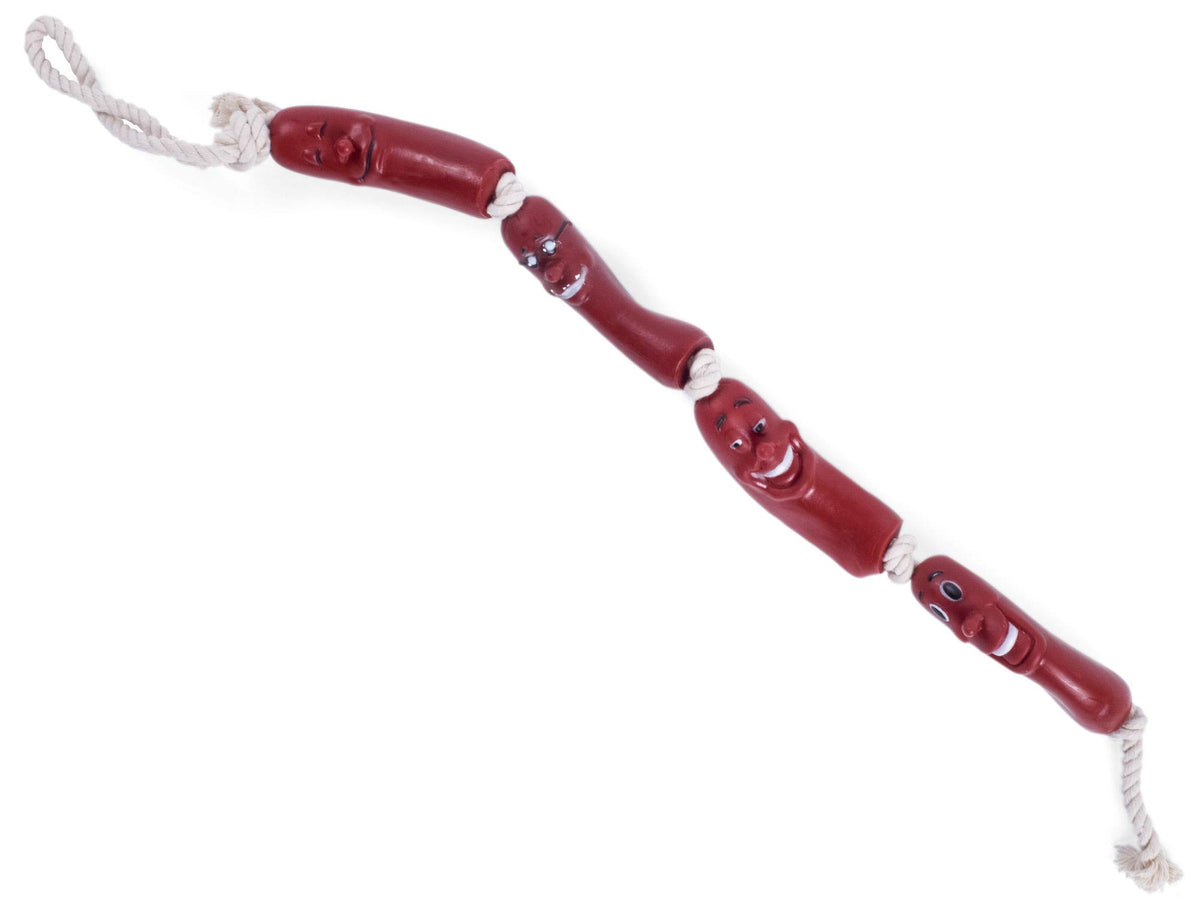 Petface Sausage on a Rope Dog Toy - Red, One Size